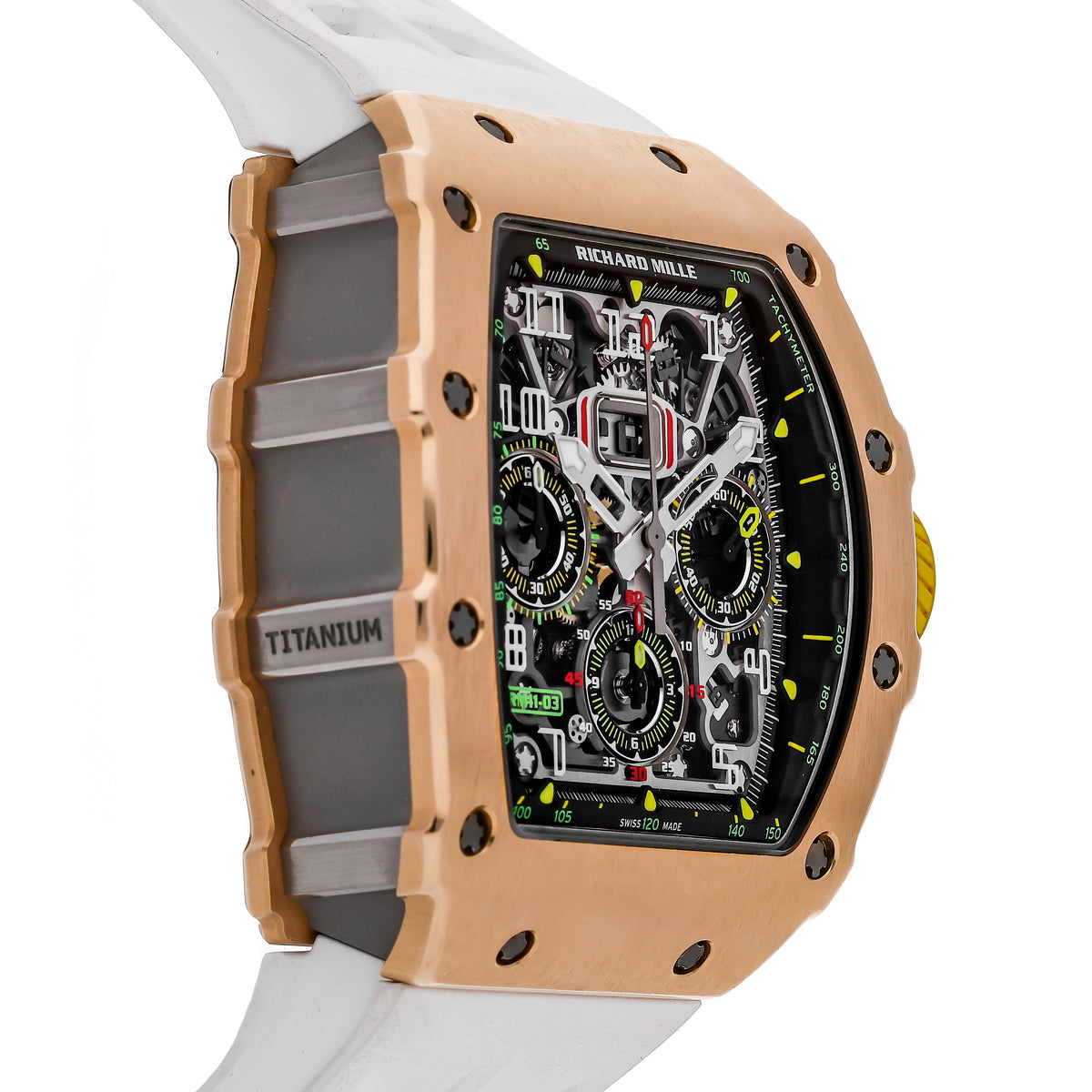 Richard Mille RM11 Rose Gold Chronograph &quot;Flyback&quot; White Rubber Strap